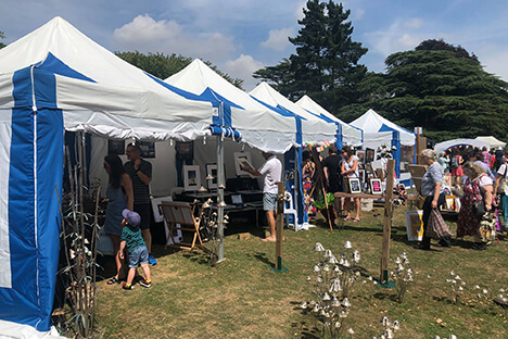 Gazebo's in a row at an event