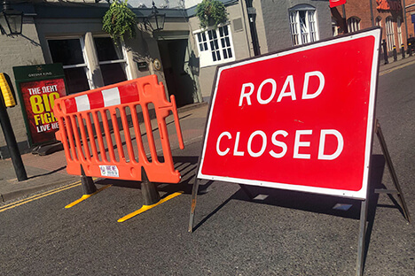 A road closed sign