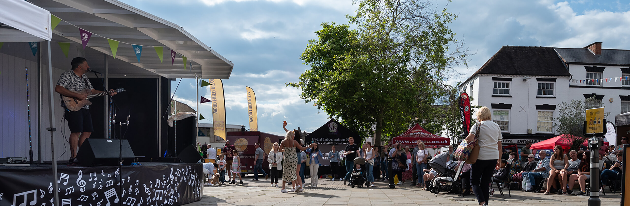 A stage in the square in Warwick Town Center